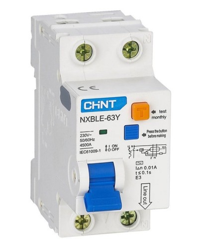 NXBLE-63Y (R) 1п+N C 6А 30мА электронный тип AC 4.5кА CHINT (105540). Автоматический выключатель дифференциального тока. CHINT в Йошкар-Оле