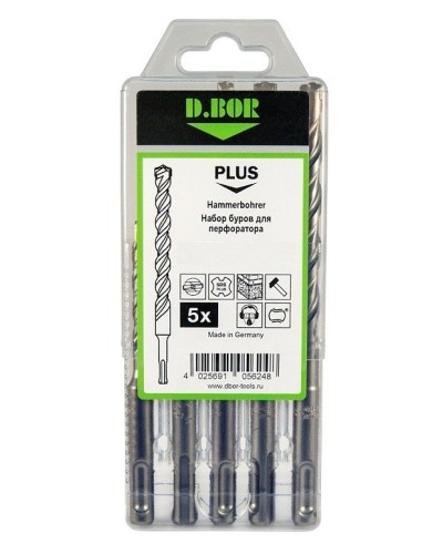 Набор буров SDS-plus V PLUS 5шт, 2-cutting (242030): Набор буров SDS-plus (6х110 мм; 6,8,10,12х160 мм) в Йошкар-Оле