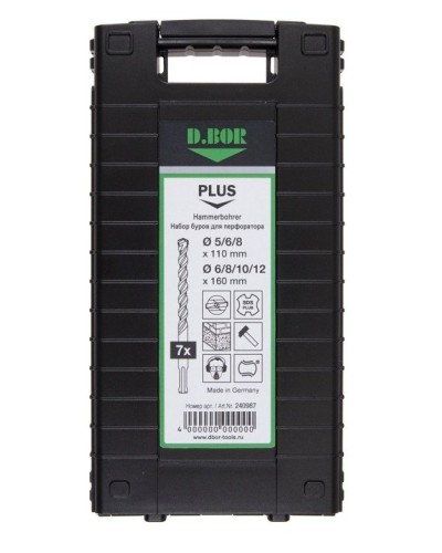 Набор буров SDS-plus V PLUS 7шт, 2-cutting (240987). Набор буров SDS-plus (5,6,8х110 мм; 6,8,10,12х160 мм). D.BOR в Йошкар-Оле