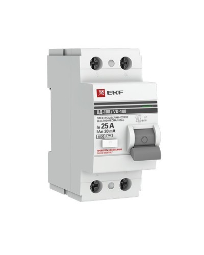 УЗО ВД-100 2P 25А 30мА тип AC эл-мех  PROxima (elcb-2-25-30-em-pro). Выключатель дифференциального тока (УЗО). EKF в Йошкар-Оле