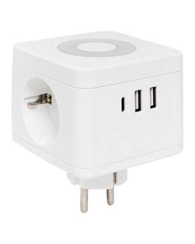 Тройник Куб 2 гнезда 2USB 2,4А+Type C + Ночник. Тройник Куб. EKF в Йошкар-Оле