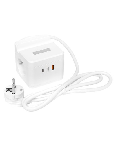 Удлинитель Куб 2 гнезда USB + 2Type C с быстрой зарядкой, подставкой под телефон и ночником 1,3 метра 1мм2. Удлинитель Куб. EKF в Йошкар-Оле