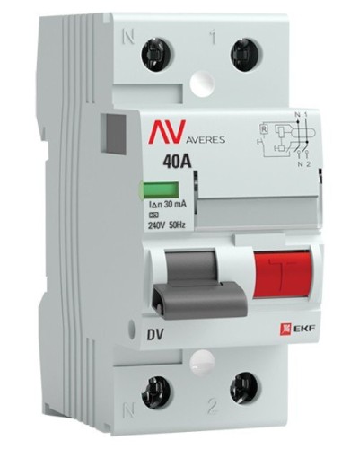DV 2P 40А/ 30мА (AC)  AVERES (rccb-2-40-30-ac-av). Выключатели дифференциального тока (УЗО). EKF в Йошкар-Оле