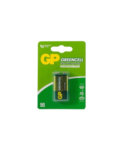 GP GreenCell 9V Крона (GP 1604GLF-2CR1), БЛИСТЕР. Солевая батарейка. GP Batteries в Йошкар-Оле