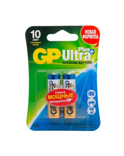 GP Ultra Plus Alkaline 15A AA (GP 15AUP-2CR2), упак. 2 шт. БЛИСТЕР. Алкалиновые батарейки. GP Batteries в Йошкар-Оле