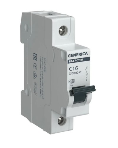 GENERICA ВА47-29М 1P C 16А 4,5кА (MVA21-1-016-C-G). Автоматический выключатель. IEK в Йошкар-Оле