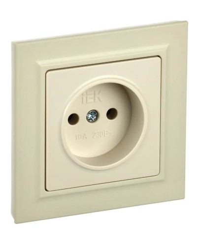 Розетка без з/к РС10-1-0-БрКр бежевый BRITE (BR-R10-10-K10). Розетка без заземления без защитных шторок. IEK в Йошкар-Оле