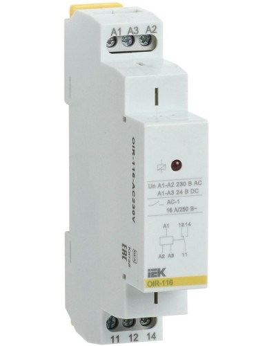 Реле промежуточное модульное OIR 1 контакт 16А 230В AC (OIR-116-AC230V). Реле промежуточное модульное. IEK в Йошкар-Оле