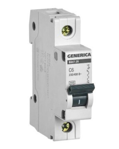 GENERICA ВА47-29 1P C 6А 4,5кА (MVA25-1-006-C). Автоматический выключатель. IEK в Йошкар-Оле
