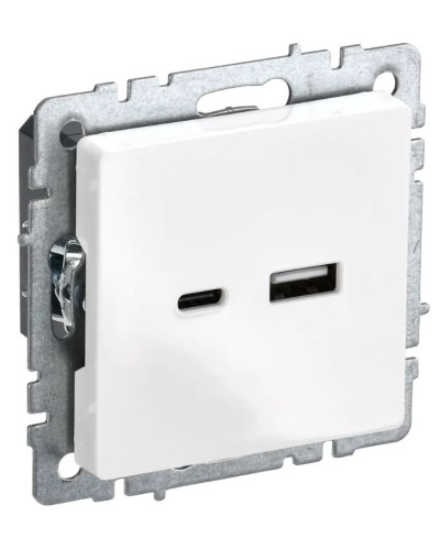 Розетка USB A+C 18Вт РЮ11-1-БрБ белый BRITE (BR-U22-018-K01). Розетка USB. IEK в Йошкар-Оле