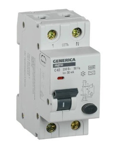 GENERICA АВДТ 32 C40 2Р 30мА (MAD25-5-040-C-30). Автоматический выключатель дифференциального тока. IEK в Йошкар-Оле