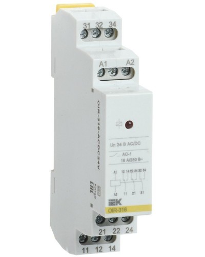 Реле промежуточное модульное OIR 3 контакта 16А 24В AC/DC (OIR-316-ACDC24V). Реле промежуточное модульное. IEK в Йошкар-Оле