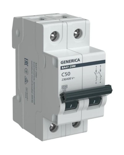 GENERICA ВА47-29М 2P C 50А 4,5кА (MVA21-2-050-C-G). Автоматический выключатель. IEK в Йошкар-Оле