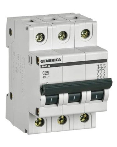 GENERICA ВА47-29 3P C 25А 4,5кА (MVA25-3-025-C). Автоматический выключатель. IEK в Йошкар-Оле
