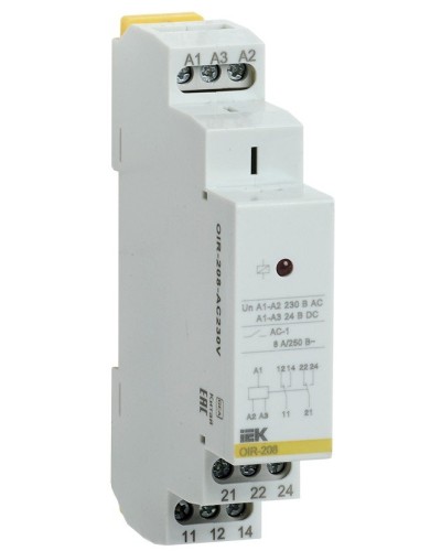 Реле промежуточное модульное OIR 2 контакта 8А 230В AC (OIR-208-AC230V). Реле промежуточное модульное. IEK в Йошкар-Оле