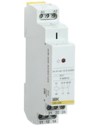 Реле промежуточное модульное OIR 2 контакта 8А 12В AC/DC (OIR-208-ACDC12V). Реле промежуточное модульное. IEK в Йошкар-Оле