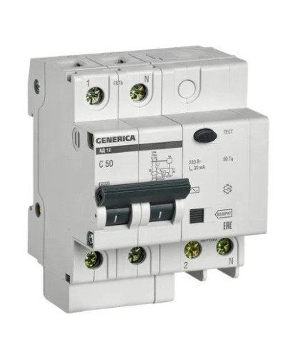 GENERICA АД12 2Р 50А 30мА (MAD15-2-050-C-030). Автоматический выключатель дифференциального тока. IEK в Йошкар-Оле