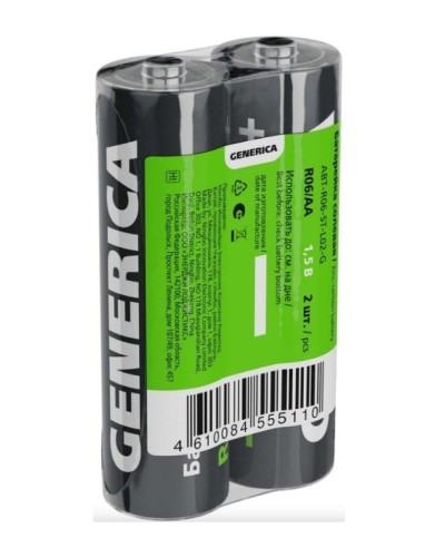 Батарейка солевая R06/AA GENERICA (2 шт) (ABT-R06-ST-L02-G). Батарейка солевая. IEK в Йошкар-Оле