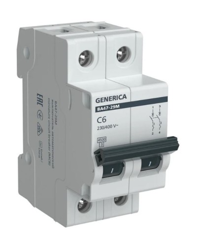 GENERICA ВА47-29М 2P C 6А 4,5кА (MVA21-2-006-C-G). Автоматический выключатель. IEK в Йошкар-Оле