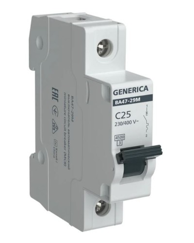 GENERICA ВА47-29М 1P C 25А 4,5кА (MVA21-1-025-C-G). Автоматический выключатель. IEK в Йошкар-Оле