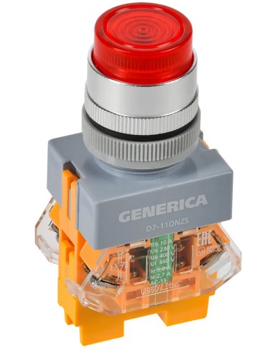 Кнопка D7-11DNZS d=22мм красная GENERICA (BBT50-11DNZS-3-11-K04-G). Кнопка управления с подсветкой и фиксацией. IEK в Йошкар-Оле