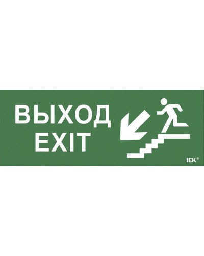 Самоклеящаяся этикетка Выход/лестница вниз/фигура для ССА (LPC10-1-35-13-VLVNF). Самоклеящаяся этикетка 240х90 мм. IEK в Йошкар-Оле