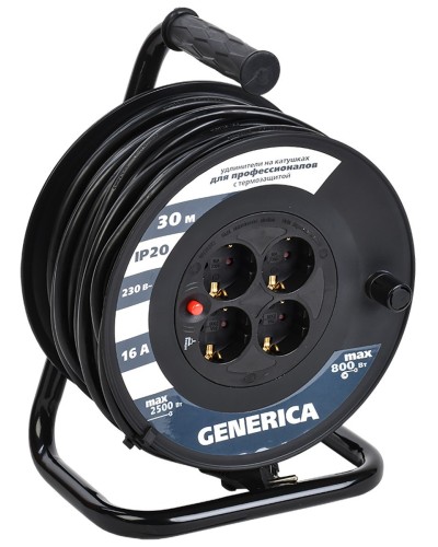УК30 4 места 2P+PE, 30м GENERICA (WKP20-16-04-30-G). Удлинитель на катушке с термозащитой, 3х1,5кв.мм. IEK в Йошкар-Оле