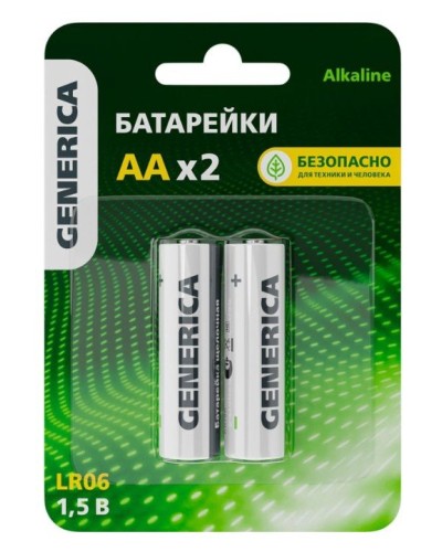 Батарейка Alkaline LR06/AA GENERICA (2 шт) (ABT-LR06-ST-L02-G). Батарейка щелочная. IEK в Йошкар-Оле