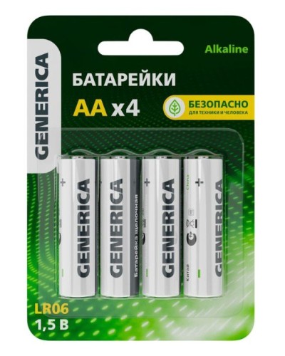 Батарейка Alkaline LR06/AA GENERICA (4 шт) (ABT-LR06-ST-L04-G). Батарейка щелочная. IEK в Йошкар-Оле