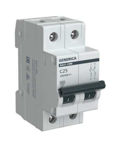 GENERICA ВА47-29М 2P C 25А 4,5кА (MVA21-2-025-C-G). Автоматический выключатель. IEK в Йошкар-Оле