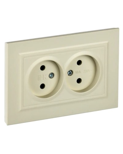 Розетка 2-местная без з/к РС12-2-БрКр бежевый BRITE (BR-R20-10-K10-F). Розетка без заземления без защитных шторок в сборе. IEK в Йошкар-Оле