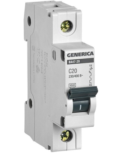 GENERICA ВА47-29 1P C 20А 4,5кА (MVA25-1-020-C). Автоматический выключатель. IEK в Йошкар-Оле