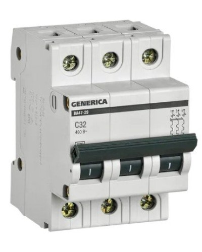 GENERICA ВА47-29 3P C 32А 4,5кА (MVA25-3-032-C). Автоматический выключатель. IEK в Йошкар-Оле