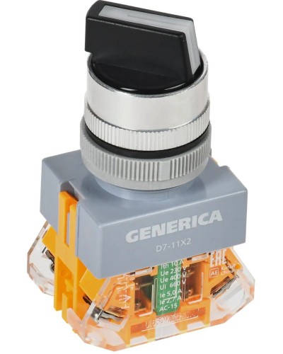 Переключатель D7-11X2 на 2 положения черный GENERICA (BSW50-11X2-3-21-2-K02-G). Переключатель. IEK в Йошкар-Оле
