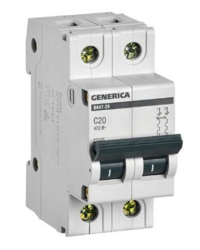 GENERICA ВА47-29 2P C 20А 4,5кА (MVA25-2-020-C). Автоматический выключатель. IEK в Йошкар-Оле