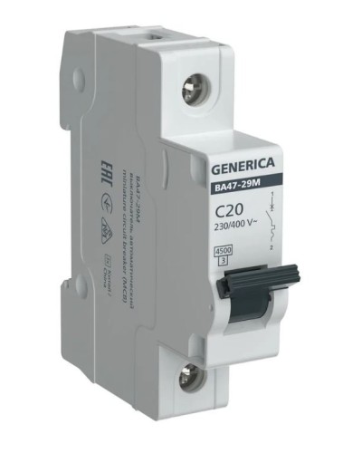 GENERICA ВА47-29М 1P C 20А 4,5кА (MVA21-1-020-C-G). Автоматический выключатель. IEK в Йошкар-Оле