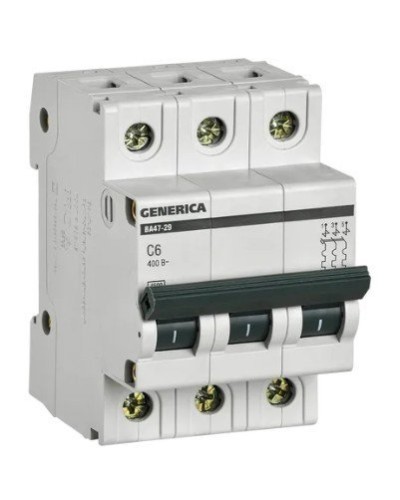 GENERICA ВА47-29 3P C 6А 4,5кА (MVA25-3-006-C). Автоматический выключатель. IEK в Йошкар-Оле