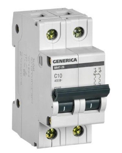 GENERICA ВА47-29 2P C 10А 4,5кА (MVA25-2-010-C). Автоматический выключатель. IEK в Йошкар-Оле
