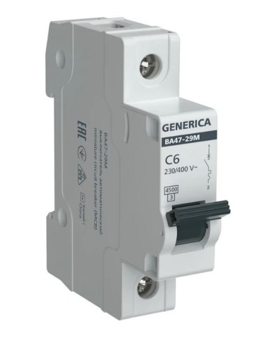 GENERICA ВА47-29М 1P C 6А 4,5кА (MVA21-1-006-C-G). Автоматический выключатель. IEK в Йошкар-Оле