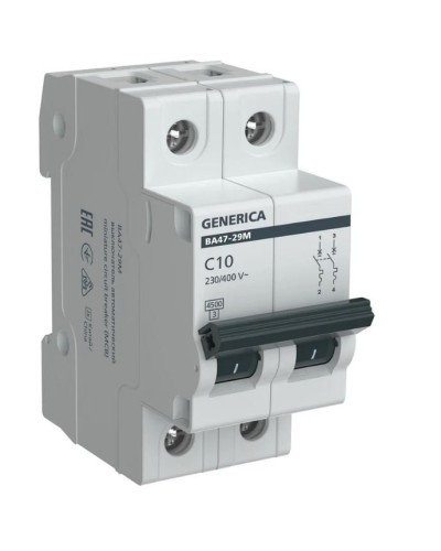 GENERICA ВА47-29М 2P C 10А 4,5кА (MVA21-2-010-C-G). Автоматический выключатель. IEK в Йошкар-Оле