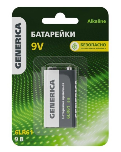 Батарейка Alkaline 6LR61 9V GENERICA (ABT-6LR619V-ST-L02-G). Батарейка щелочная. IEK в Йошкар-Оле