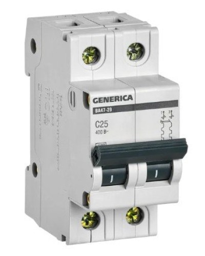 GENERICA ВА47-29 2P C 25А 4,5кА (MVA25-2-025-C). Автоматический выключатель. IEK в Йошкар-Оле