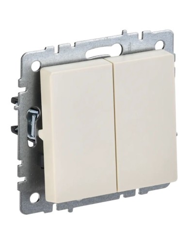 Выключатель 2-клавишный проходной ВС10-2-6-БрКр бежевый BRITE (BR-V22-0-10-K10). Выключатель. IEK в Йошкар-Оле