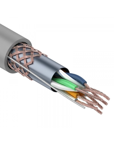 SF/UTP, CAT 5e, PVC, 4PR, 24AWG, INDOOR, STRANDED, серый, 305м, REXANT (01-0343). Кабель «витая пара» (LAN) для структурированных систем связи. Rexant в Йошкар-Оле