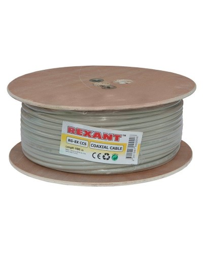 RG-8X, 50 Ом, CCS/Al/A, 75% (01-2021). Кабель коаксиальный радиочастотный. Rexant в Йошкар-Оле