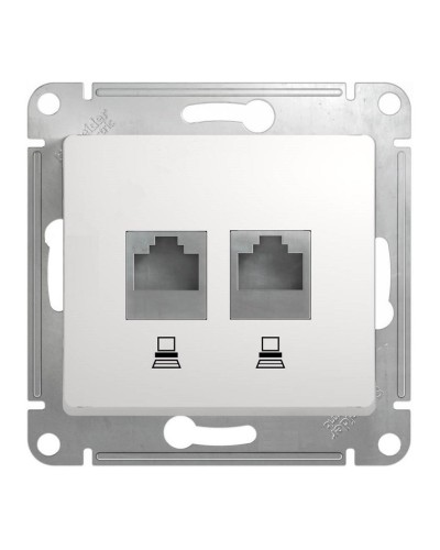 Glossa розетка RJ45+RJ45 2-местная, кат. 5Е, скрытой установки, механизм, белый (GSL000185KK). Розетка компьютерная. Systeme Electric в Йошкар-Оле