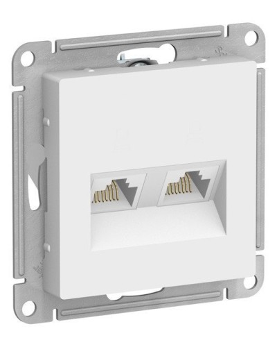 AtlasDesign розетка RJ45+RJ45, 2-местная, скрытой установки, механизм, белый (ATN000185). Розетка компьютерная. Systeme Electric в Йошкар-Оле