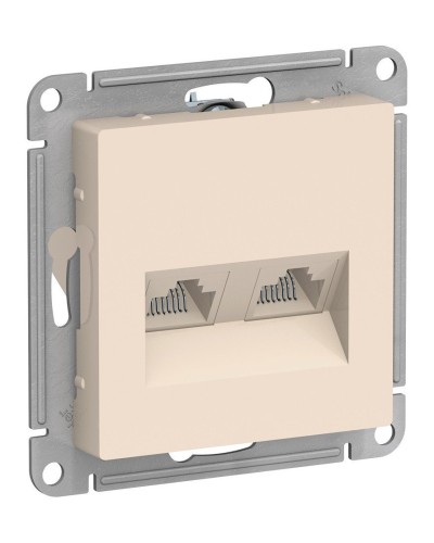 AtlasDesign розетка RJ45+RJ45, 2-местная, скрытой установки, механизм, бежевый (ATN000285). Розетка компьютерная. Systeme Electric в Йошкар-Оле