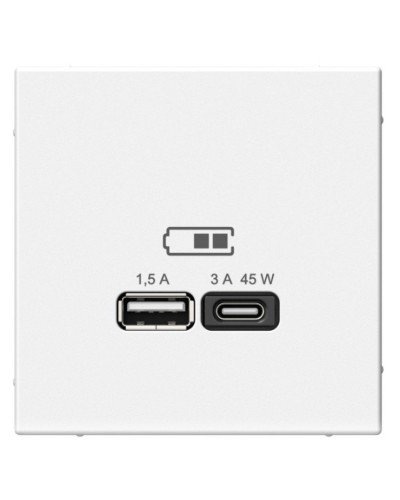 ArtGallery розетка USB тип-A+C 45Вт, скрытой установки, механизм, белый (GAL000129). Розетка USB. Systeme Electric в Йошкар-Оле