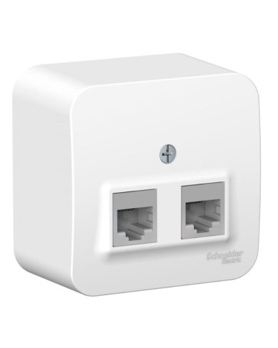BLANCA розетка RJ45 2-местная, кат. 5Е, открытой установки, белый (BLNIA045451). Розетка компьютерная с изолированной пластиной. Systeme Electric в Йошкар-Оле